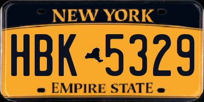 NY license plate HBK5329