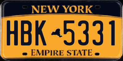 NY license plate HBK5331