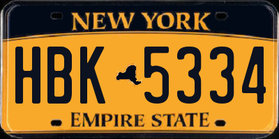 NY license plate HBK5334