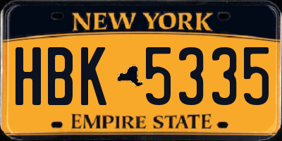 NY license plate HBK5335