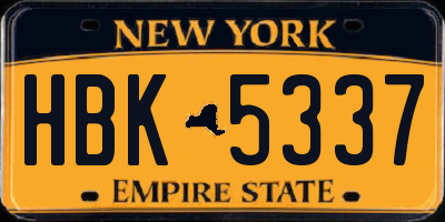 NY license plate HBK5337