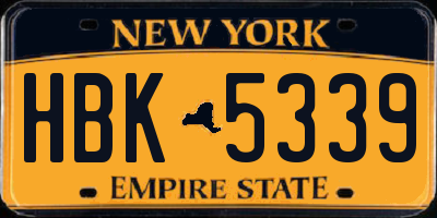 NY license plate HBK5339