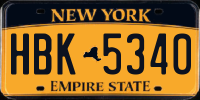 NY license plate HBK5340