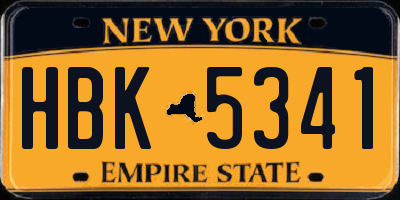 NY license plate HBK5341