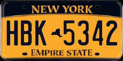 NY license plate HBK5342