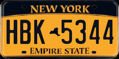 NY license plate HBK5344