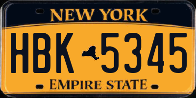 NY license plate HBK5345