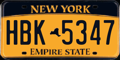 NY license plate HBK5347