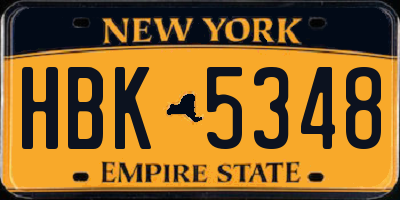 NY license plate HBK5348