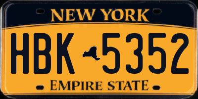 NY license plate HBK5352