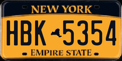 NY license plate HBK5354
