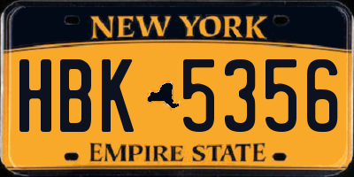 NY license plate HBK5356