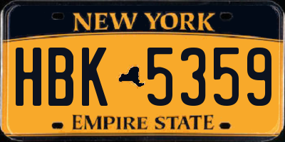 NY license plate HBK5359
