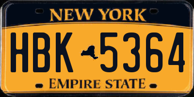 NY license plate HBK5364