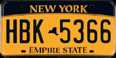 NY license plate HBK5366