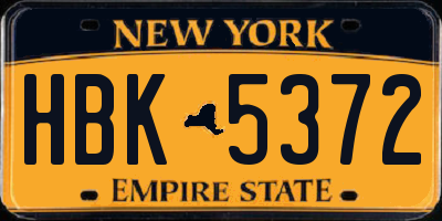 NY license plate HBK5372