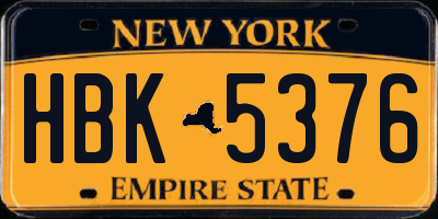 NY license plate HBK5376
