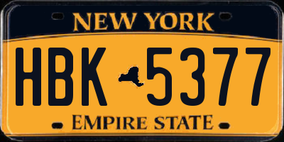 NY license plate HBK5377