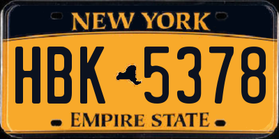 NY license plate HBK5378