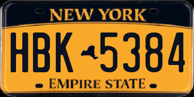 NY license plate HBK5384