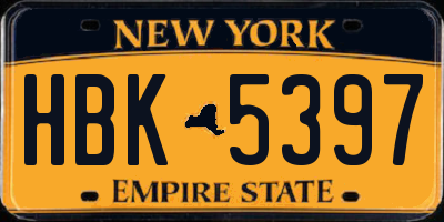 NY license plate HBK5397