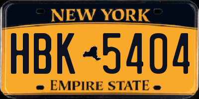 NY license plate HBK5404
