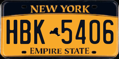 NY license plate HBK5406