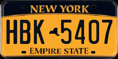 NY license plate HBK5407