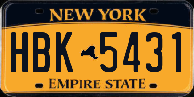 NY license plate HBK5431
