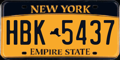 NY license plate HBK5437