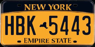 NY license plate HBK5443