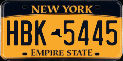 NY license plate HBK5445