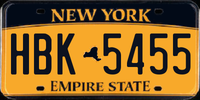 NY license plate HBK5455