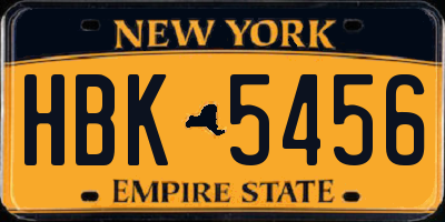 NY license plate HBK5456