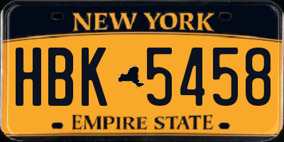NY license plate HBK5458