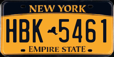 NY license plate HBK5461
