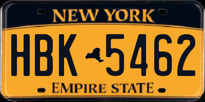 NY license plate HBK5462
