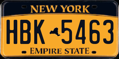 NY license plate HBK5463