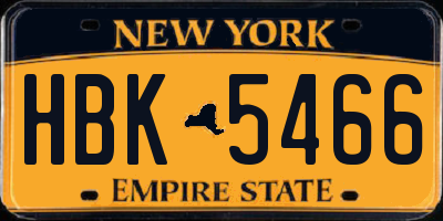 NY license plate HBK5466