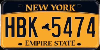 NY license plate HBK5474