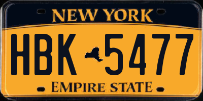 NY license plate HBK5477