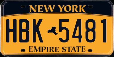 NY license plate HBK5481