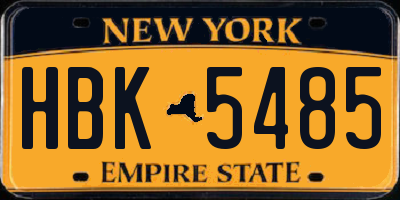 NY license plate HBK5485
