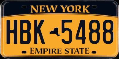 NY license plate HBK5488