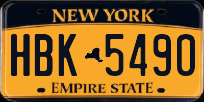 NY license plate HBK5490