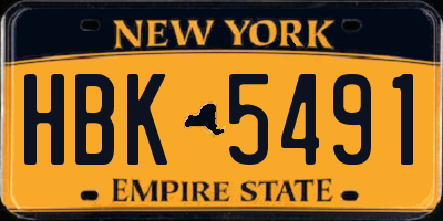 NY license plate HBK5491