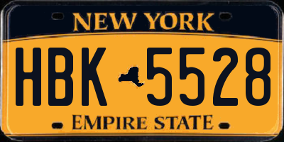 NY license plate HBK5528