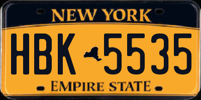 NY license plate HBK5535