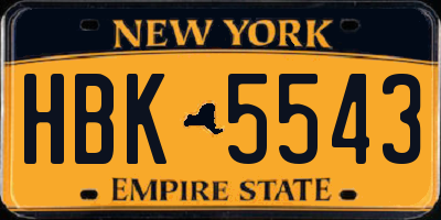 NY license plate HBK5543