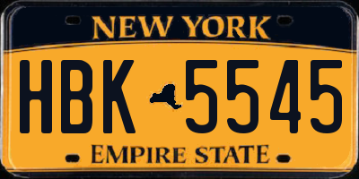 NY license plate HBK5545